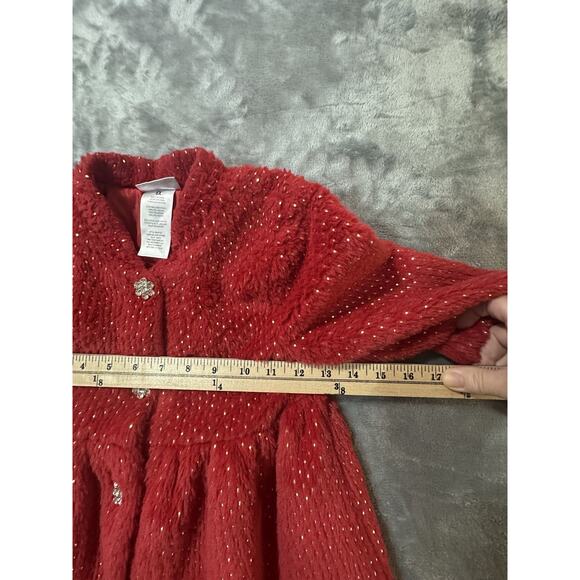 Blueberi Boulevard Red Faux Fur Sparkle Holiday Dress Coat Girls 6X - Picture 5 of 7